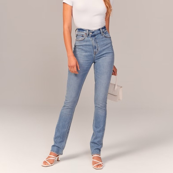 NWT Abercrombie and Fitch Curve Love Ultra High Rise 90s Slim Straight - Picture 5 of 7